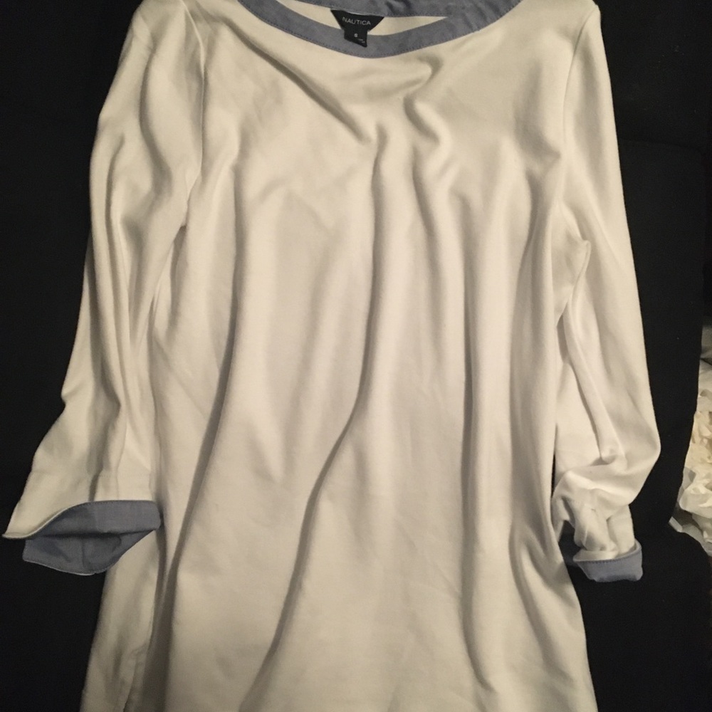 White and blue preppy nautica shirt
